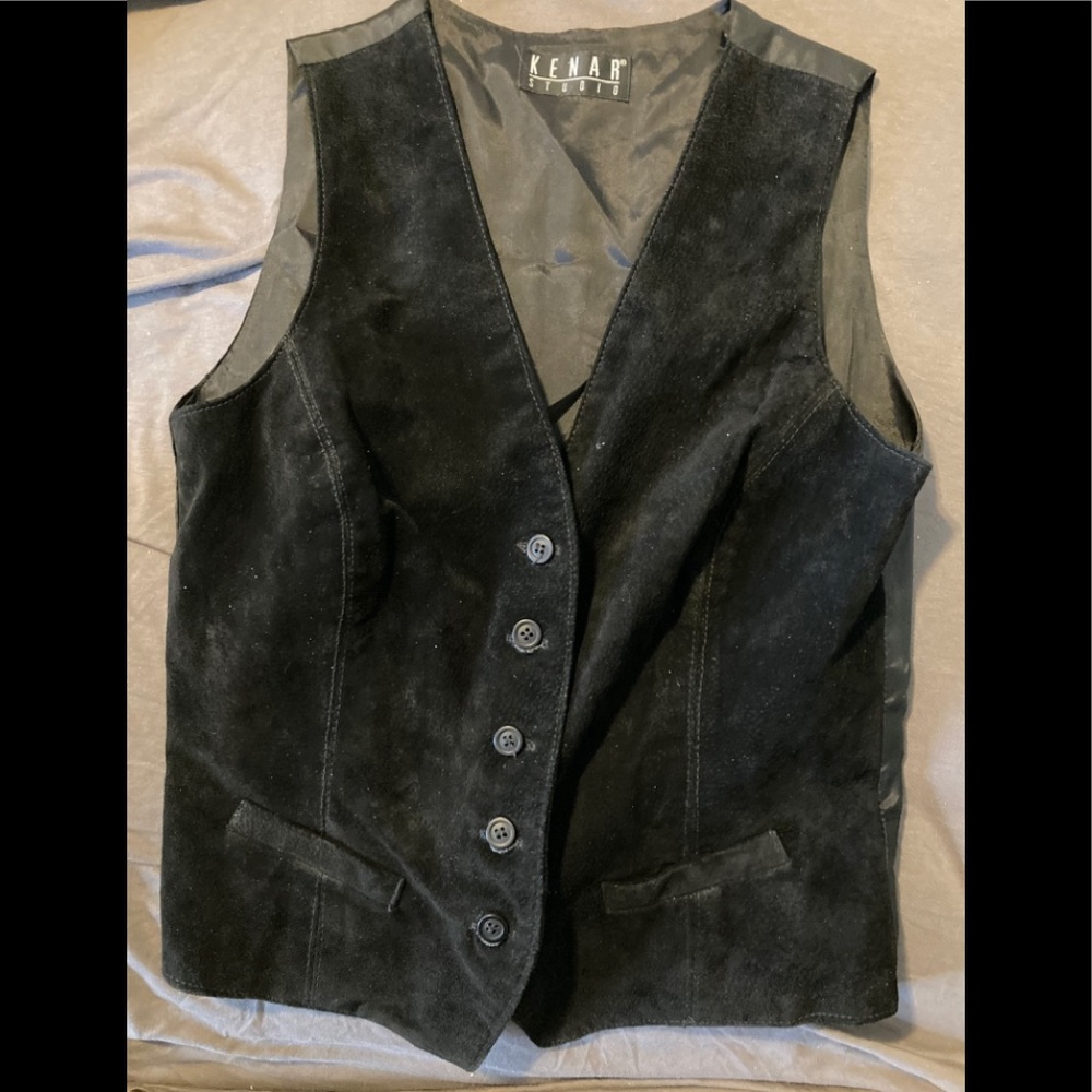 - - Kenar small black suede vest